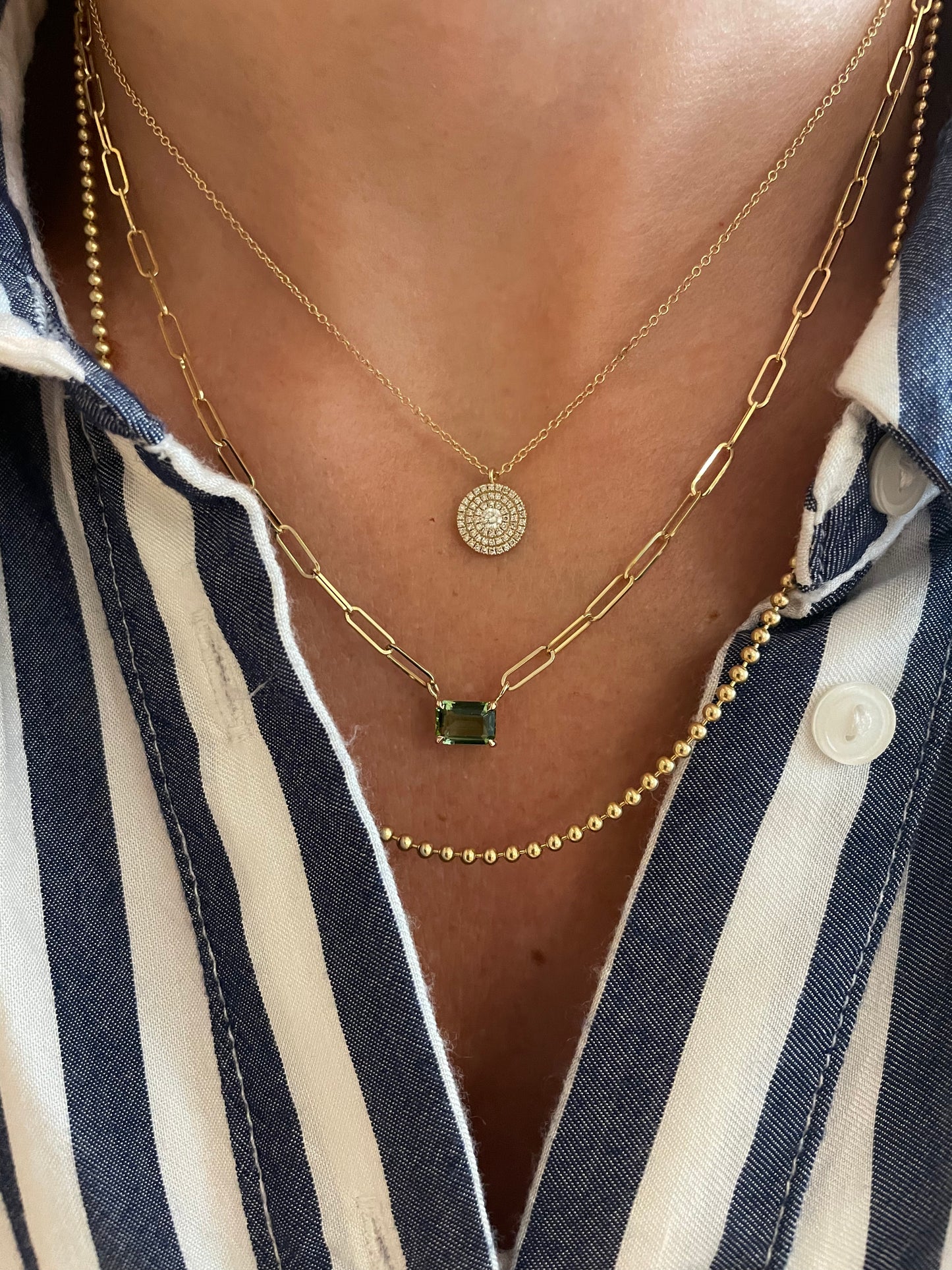 Diamond Double Row Disk Pendant