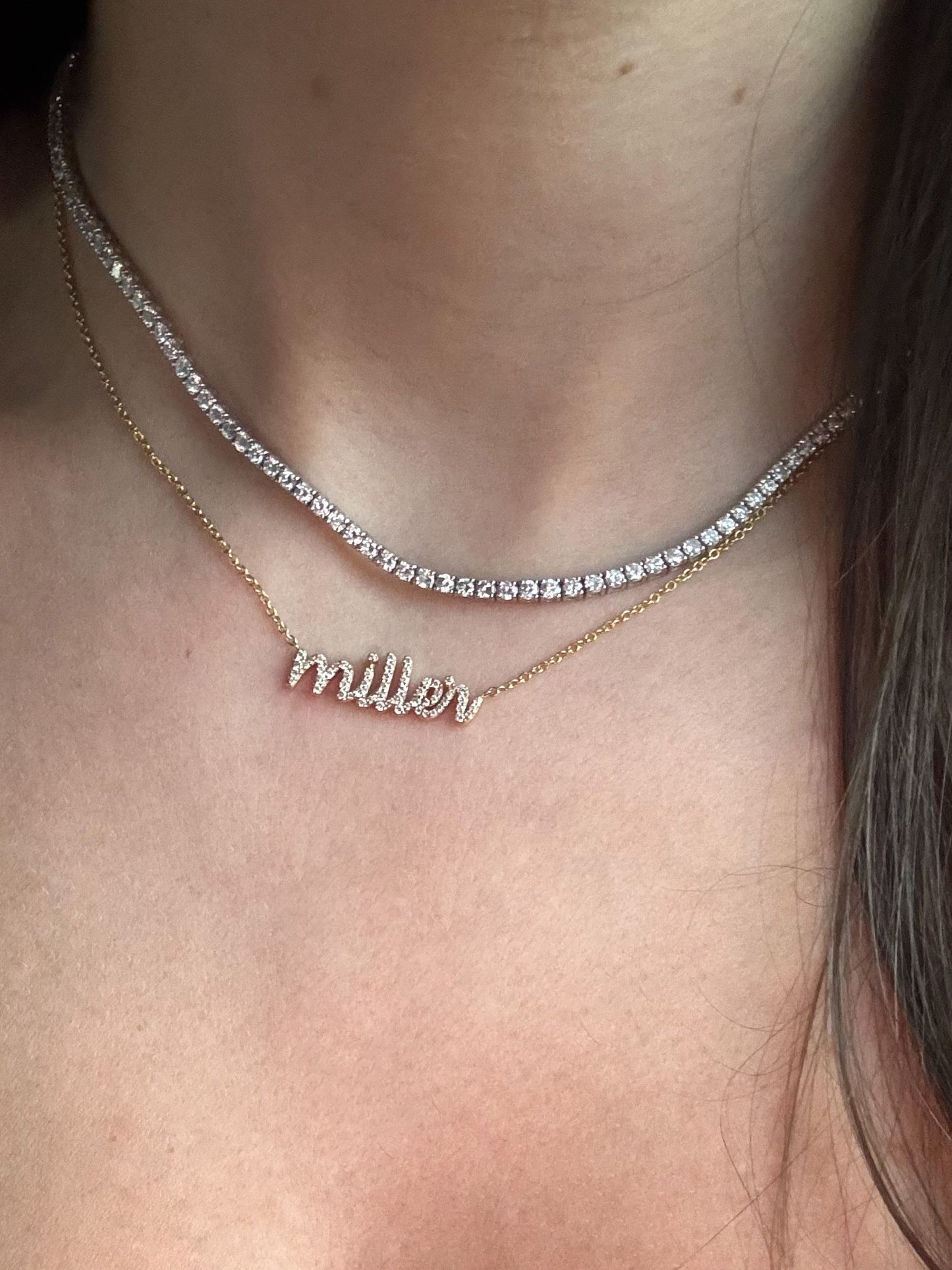 Diamond Script Name Necklace - r.chiara
