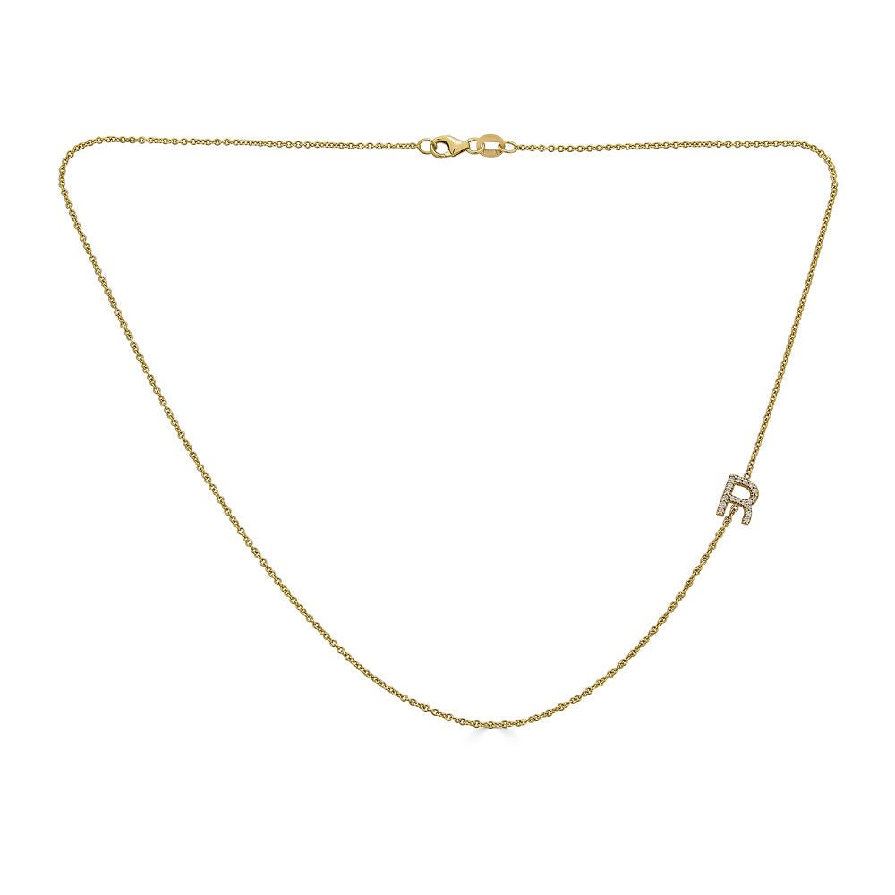 Asymmetrical Diamond Initial Necklace - r.chiara