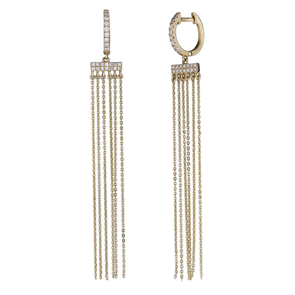 Diamond Bar Chain Dangle Earrings - r.chiara