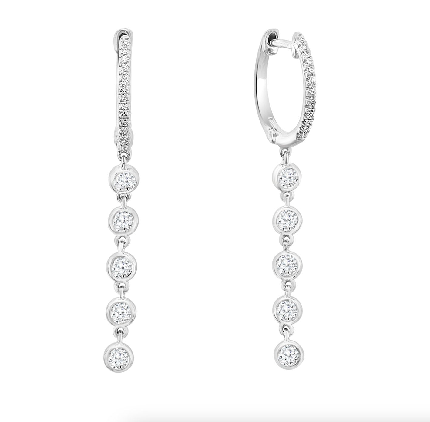 Diamond Bezel Drop Huggies - r.chiara