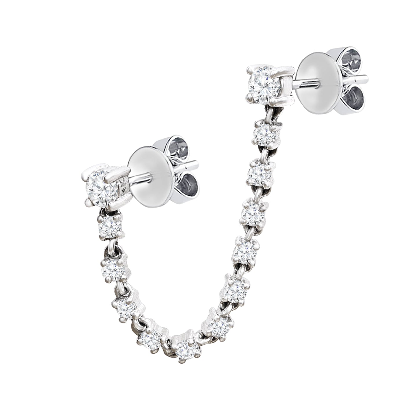 Double Diamond Dangle Studs Earring - r.chiara