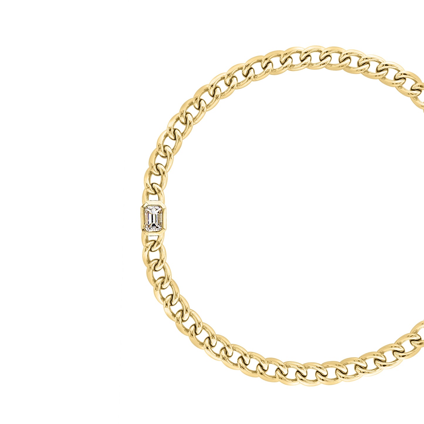 Emerald Bezel Curb Chain Bracelet - r.chiara