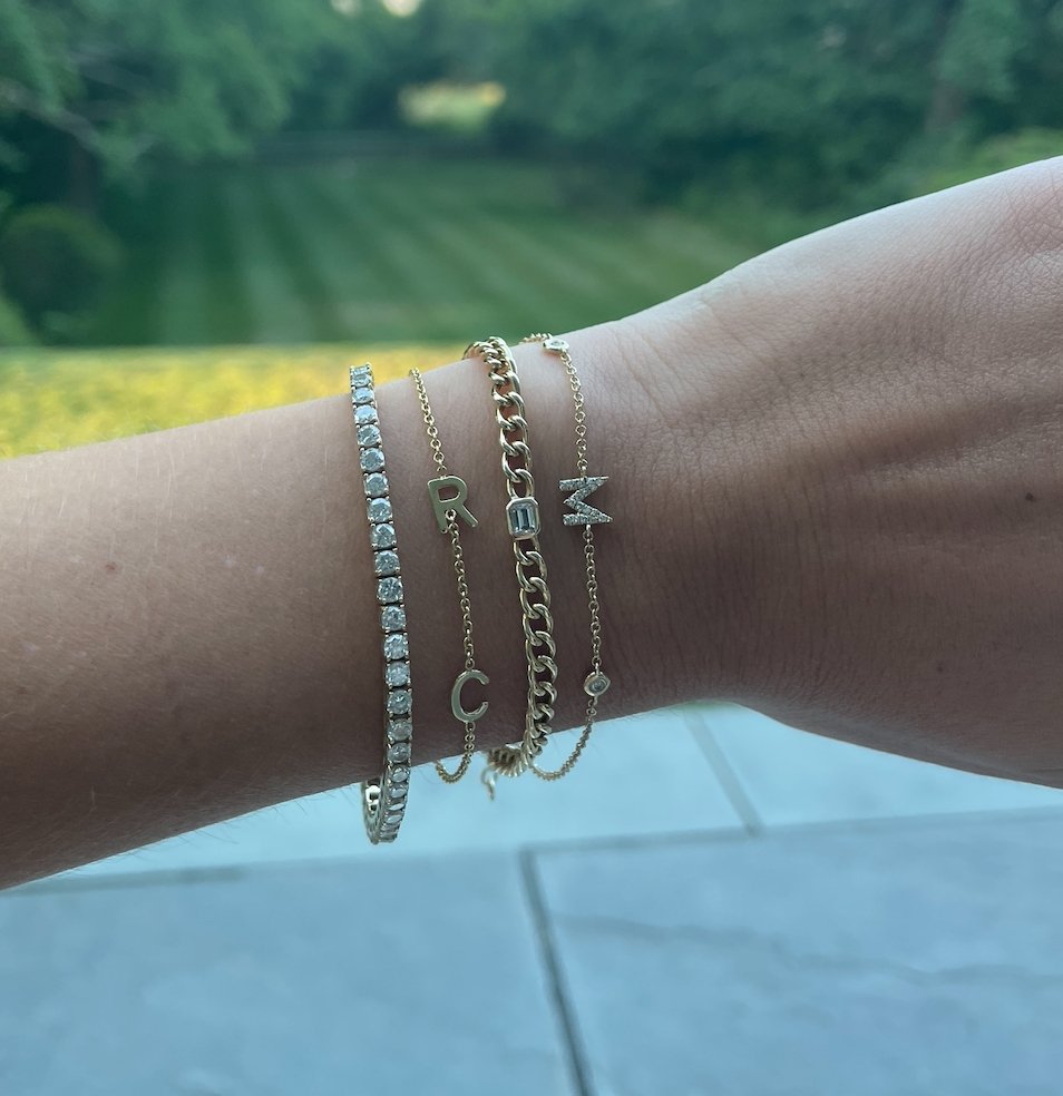 Emerald Bezel Curb Chain Bracelet - r.chiara