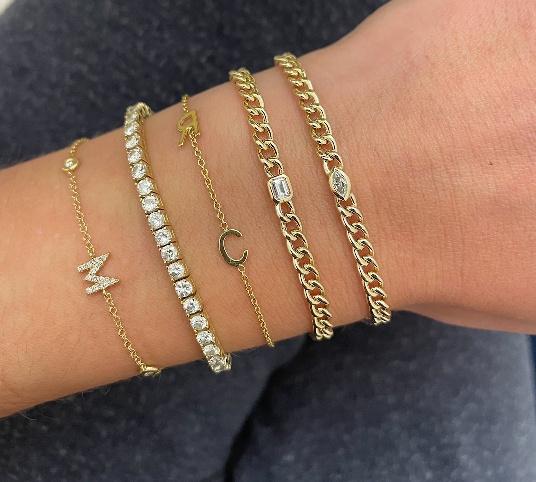 Emerald Bezel Curb Chain Bracelet - r.chiara