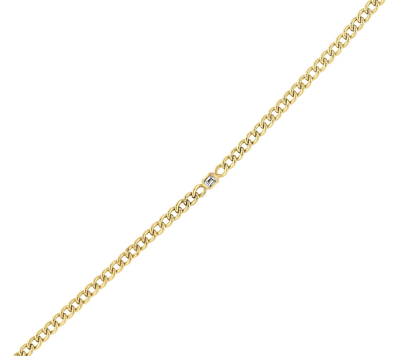 Emerald Bezel Curb Chain Bracelet - r.chiara