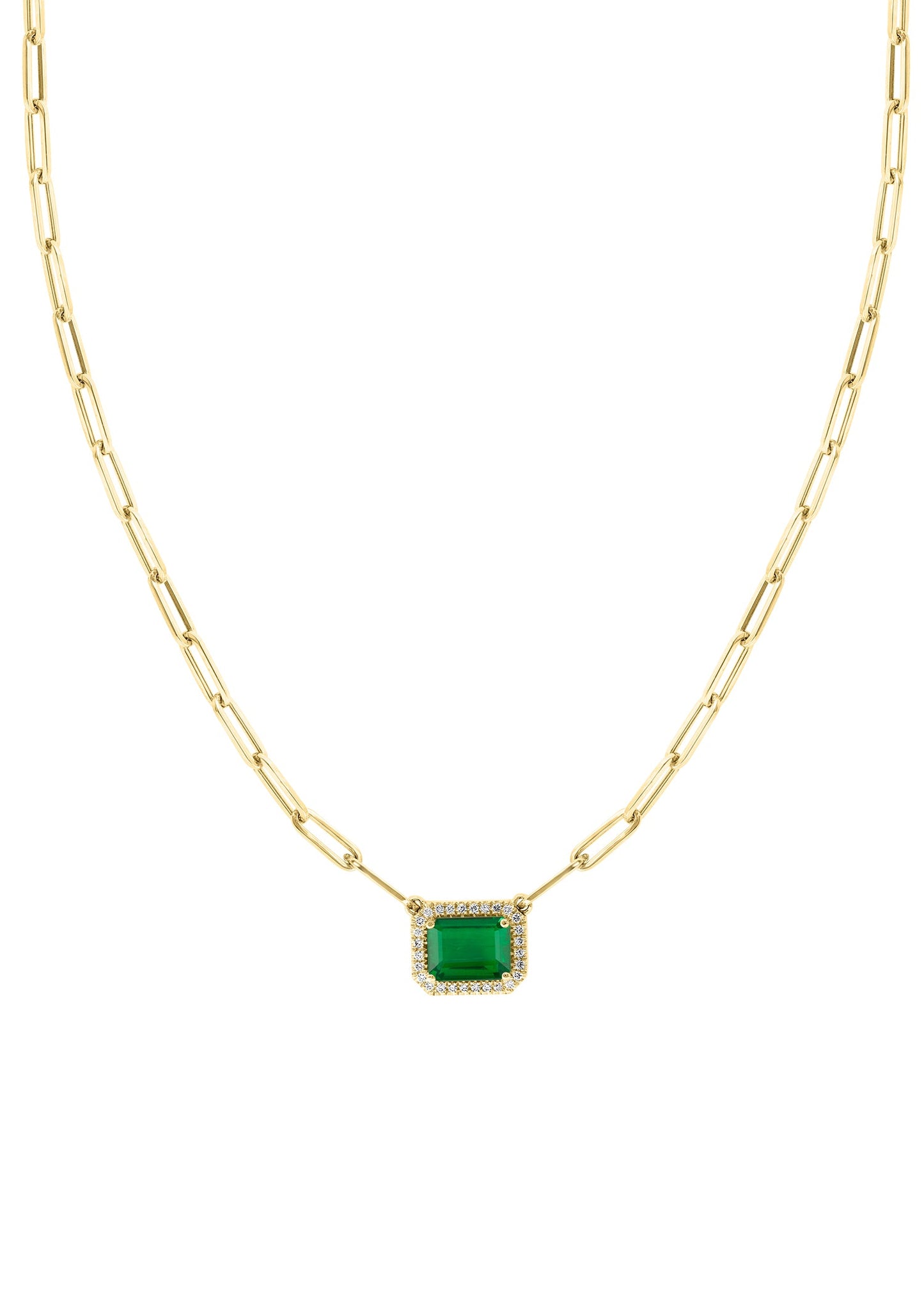 Emerald Halo PaperClip Necklace - r.chiara