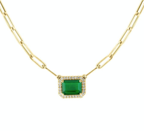Emerald Halo PaperClip Necklace - r.chiara