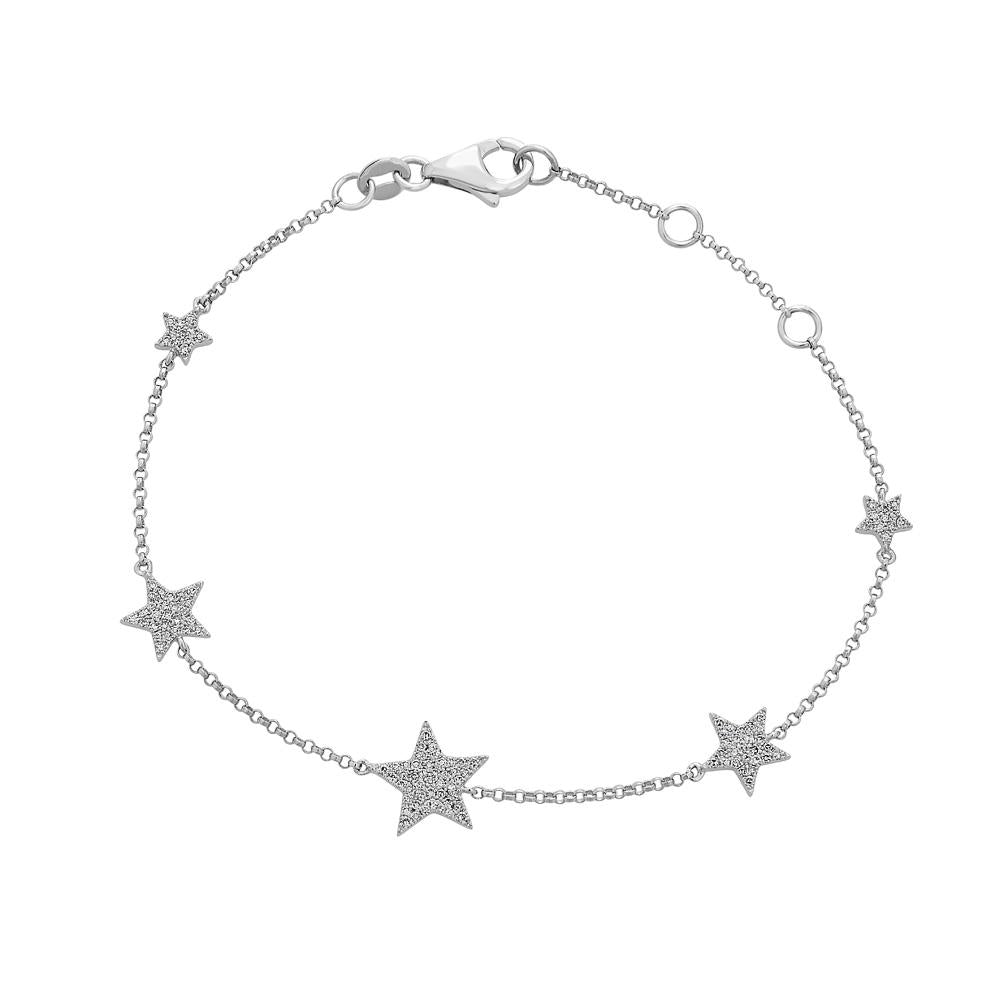 Graduated Pave Diamond Star Bracelet - r.chiara
