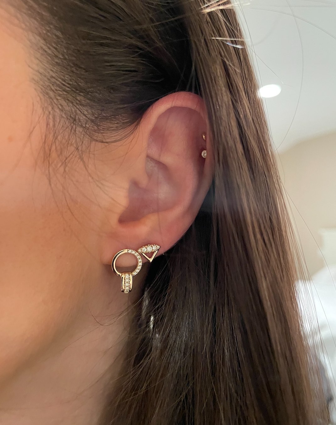 Half Diamond Center Earrings - r.chiara