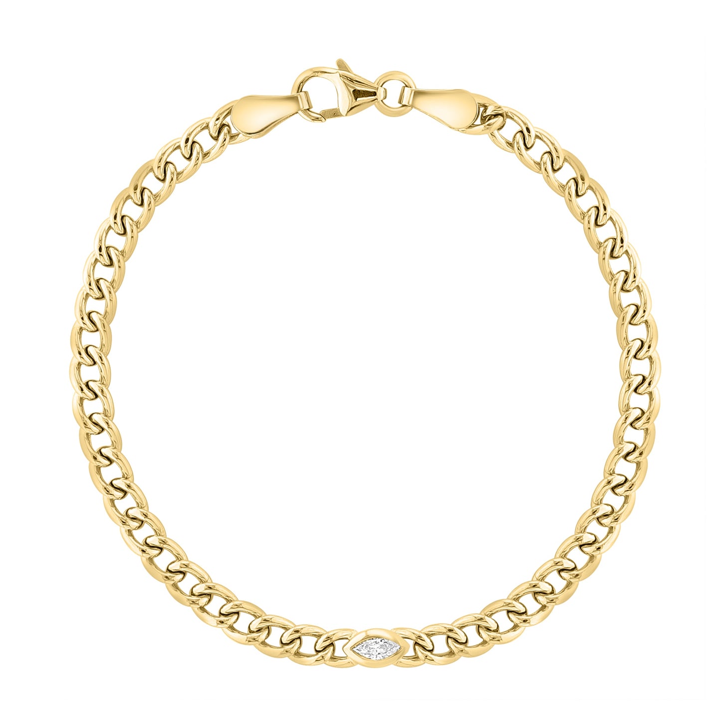 Marquise Bezel Curb Chain Bracelet - r.chiara