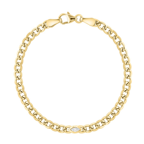 Marquise Bezel Curb Chain Bracelet - r.chiara