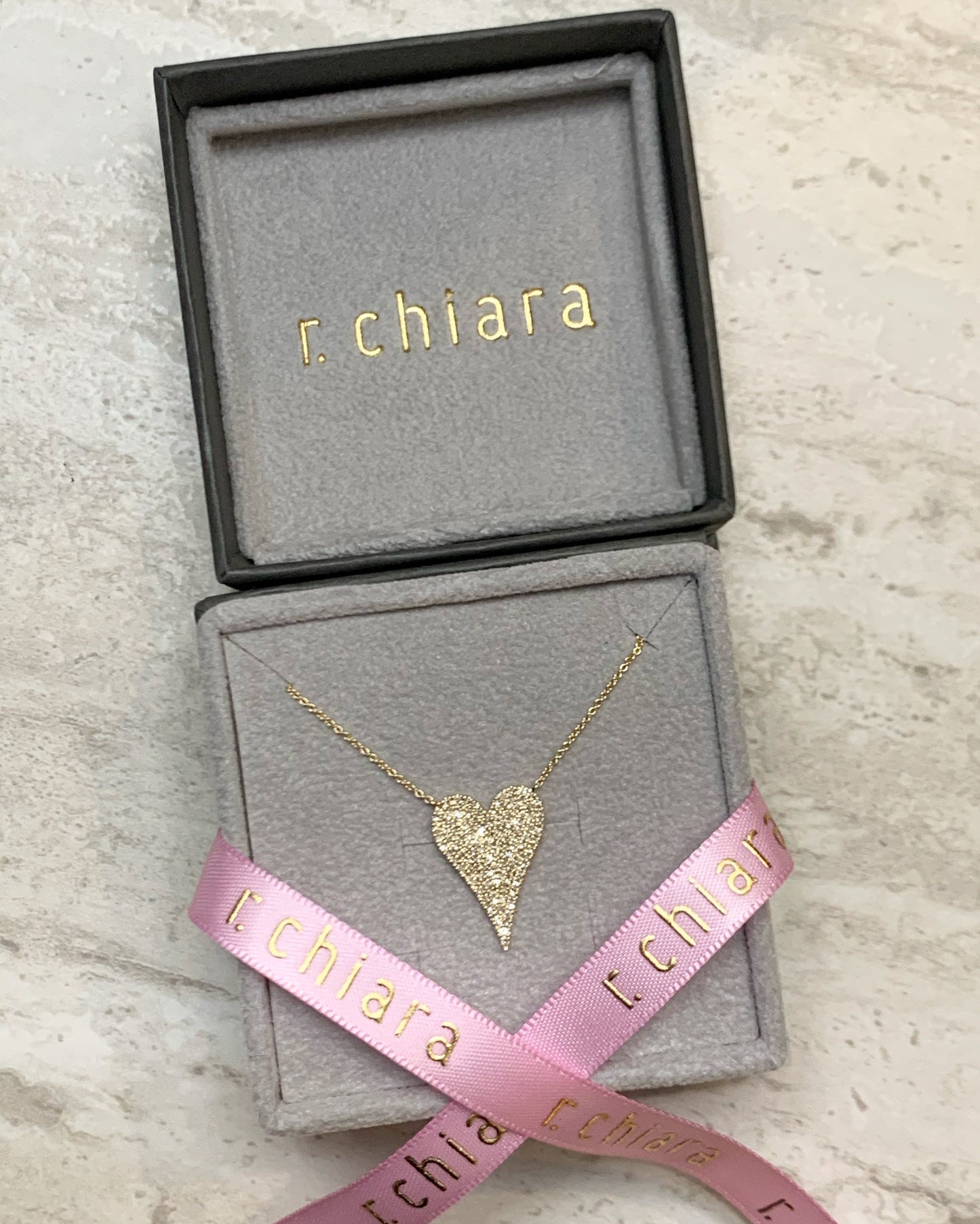 Medium Elongated Diamond Heart Necklace - r.chiara