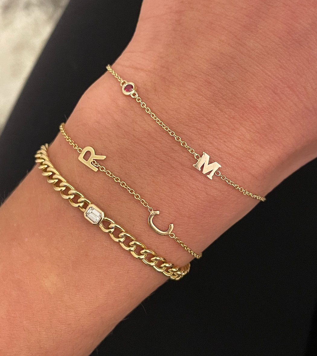 Mini Initial Birthstone Bezel Bracelet - r.chiara