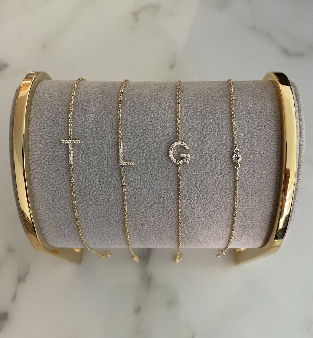 Sideways Diamond Initial Bracelet - r.chiara