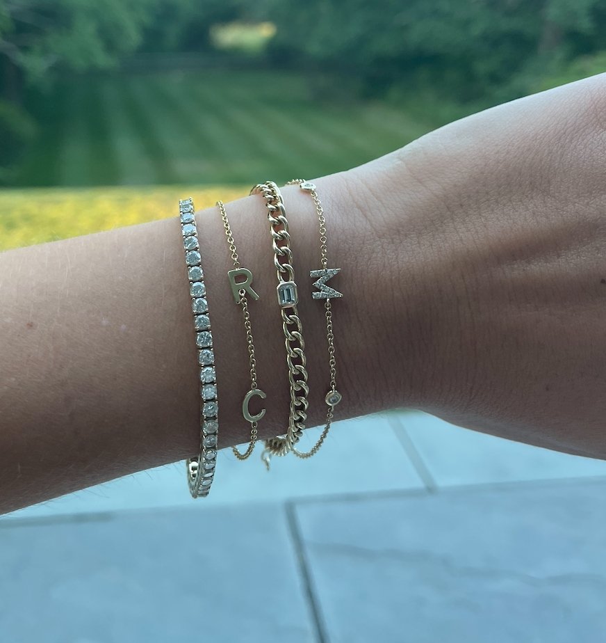 Sideways Double Initial Bracelet - r.chiara