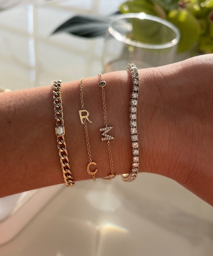 Sideways Double Initial Bracelet - r.chiara
