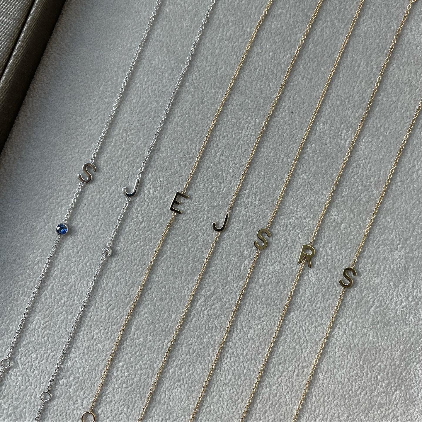 Sideways Single Initial Bracelet - r.chiara