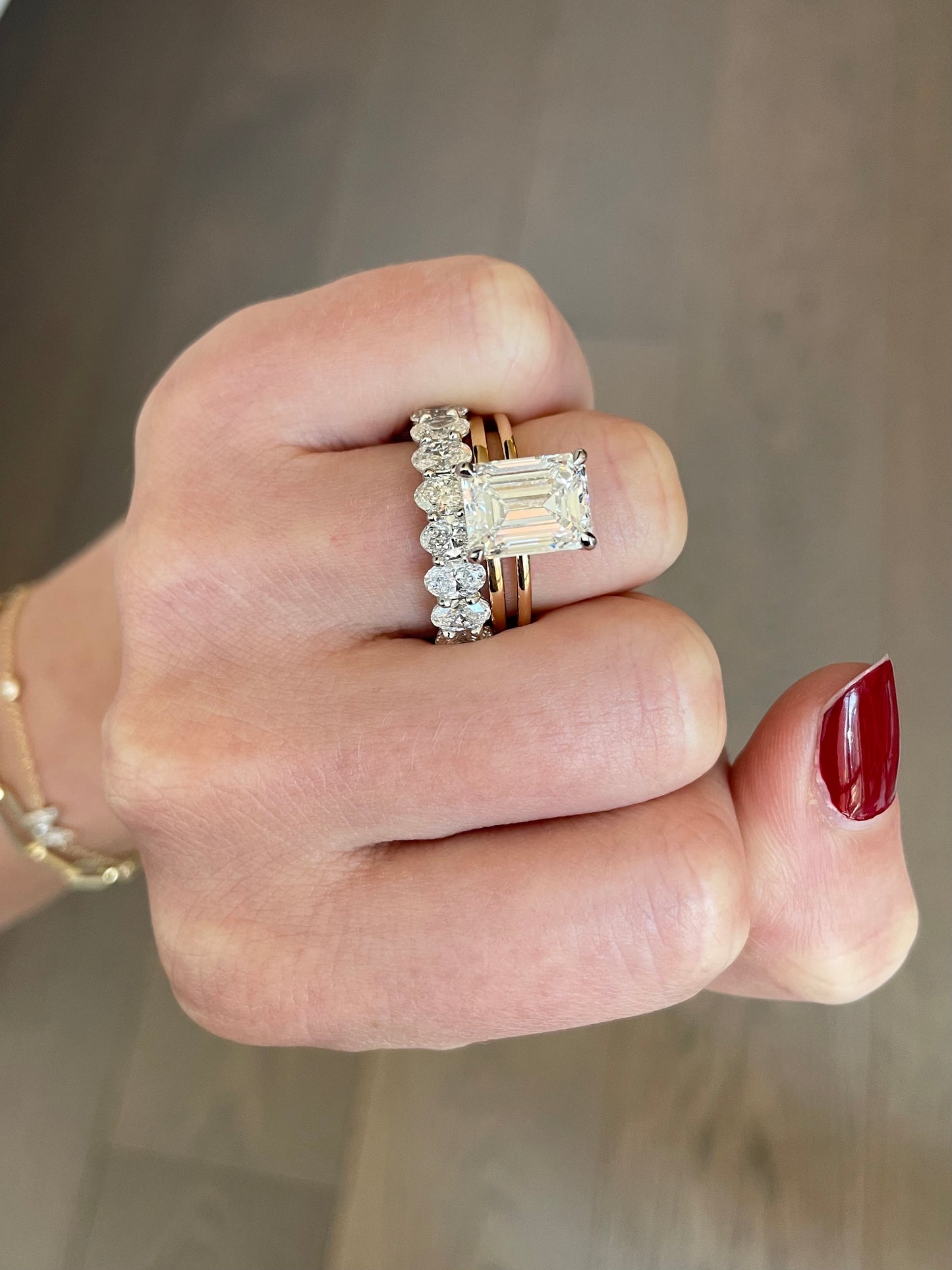 Emerald Cut with Thin Plain Band