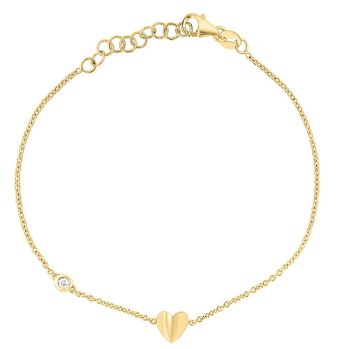 Gold Heart & Diamond Bezel Bracelet - r.chiara