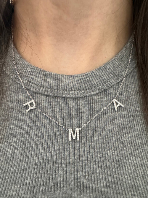 Multi Diamond Initial Necklace - r.chiara