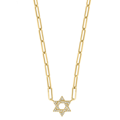 Small Diamond Star of David PaperClip Necklace - r.chiara