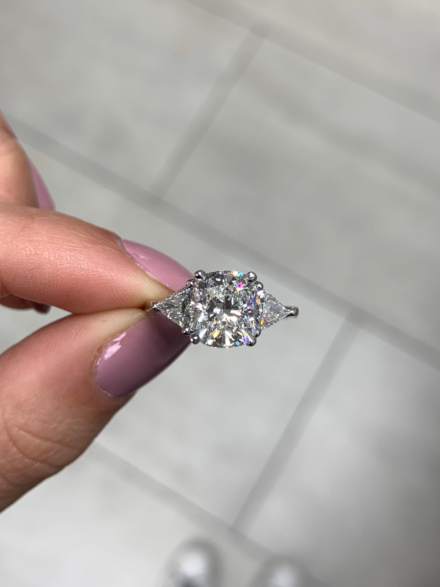 Cushion Cut With Side Stones - r.chiara