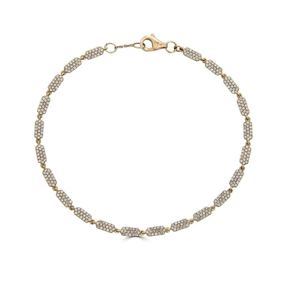 10.65 Carat Pave Set 14K Gold Diamond Tennis Bracelet with Cluster Set  Links For Sale at 1stDibs
