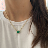 Emerald Halo PaperClip Necklace - r.chiara