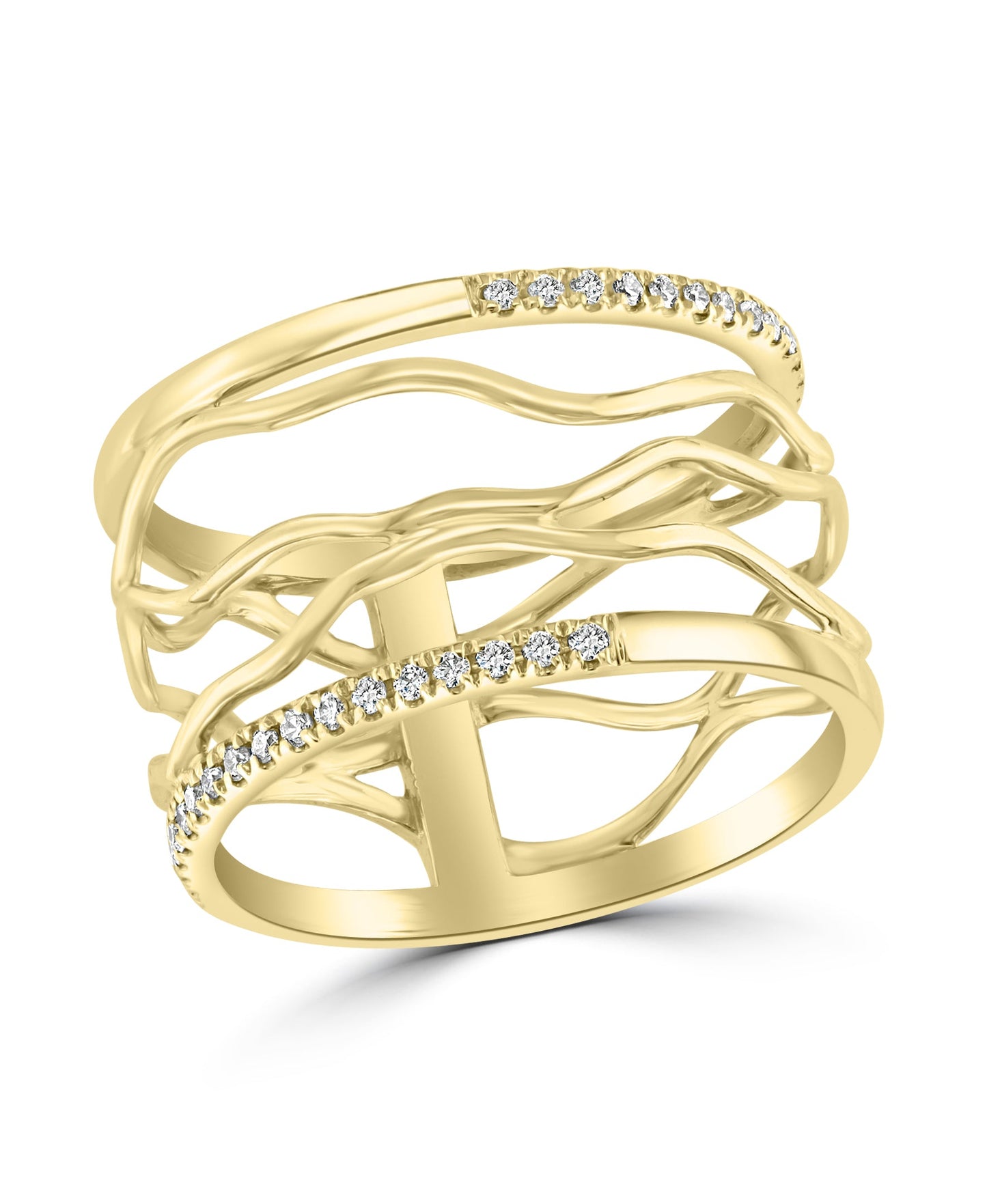 Half & Half Wide Diamond Wavy Band - r.chiara