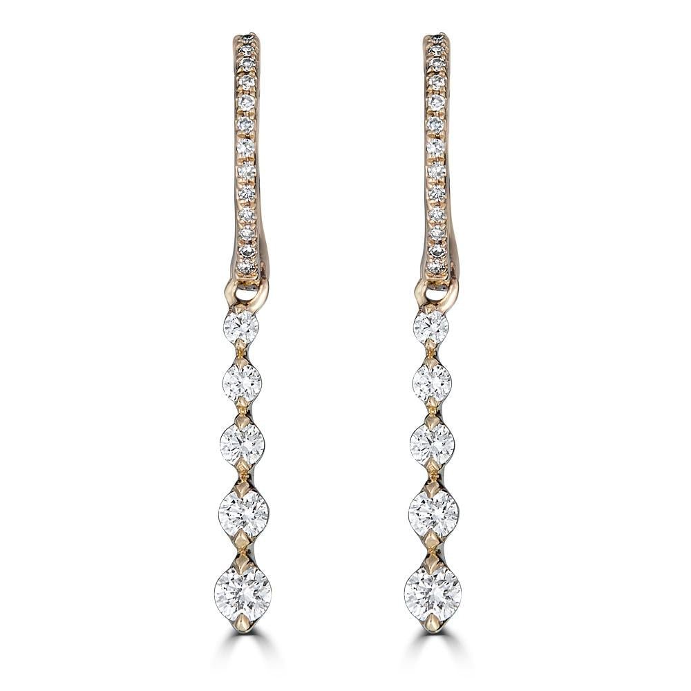 Single Prong Graduated Diamond Drop Earrings - r.chiara