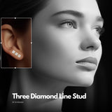 Three Diamond Line Stud - r.chiara